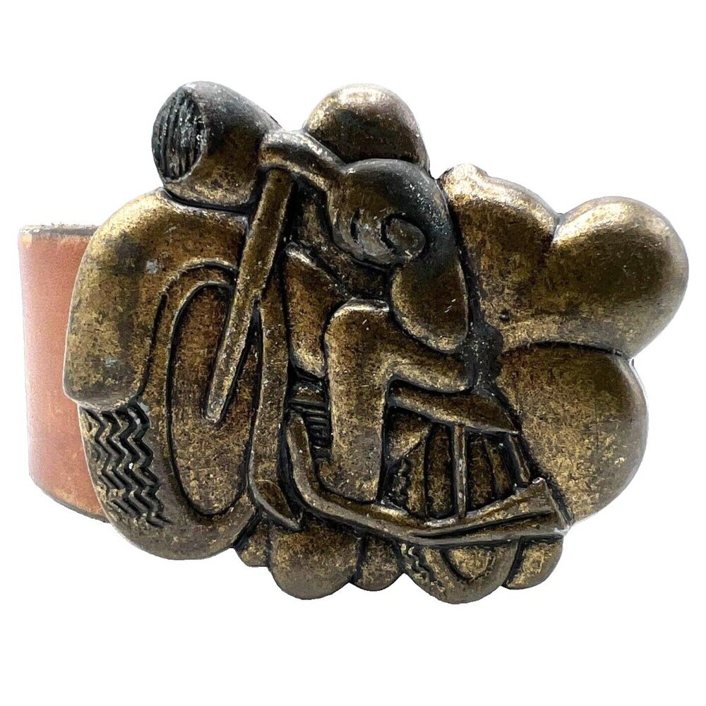 Vintage Brass Motorcycle Belt Buckle 3D Biker Chopper Rat Rod Rockabilly 4"